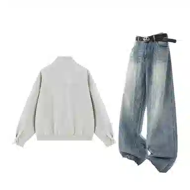 Zirunge Vintage Tie-Dye Leather Jacket Cleanfit Set