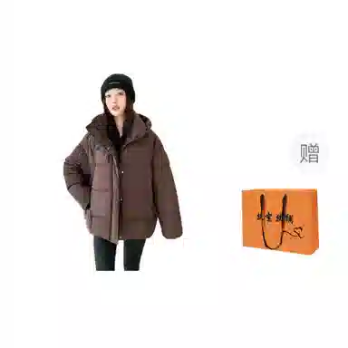 丝絮丝绸 宽松连帽长袖棉服 女款