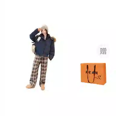 丝絮丝绸 宽松毛领长袖棉服 女款