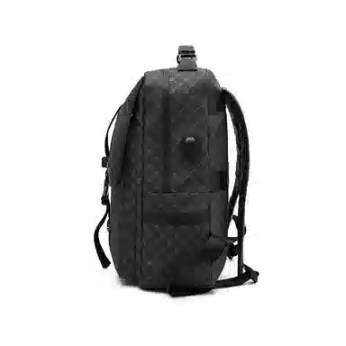 老人头 时尚潮流大容量高级感 合成革 双肩包 常规 男款 黑色