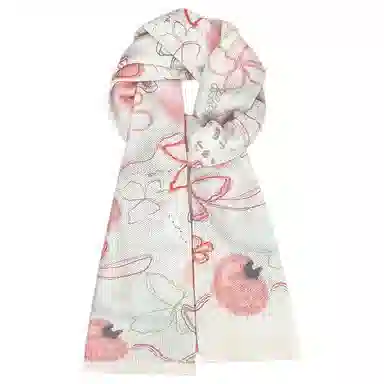 木林森 手绘插画涂鸦卡通薄款可爱毛绒百搭针织围脖 腈纶 绒线围巾 男女同款情侣款