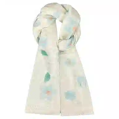 木林森 手绘插画涂鸦卡通薄款可爱毛绒百搭针织围脖 腈纶 绒线围巾 男女同款情侣款