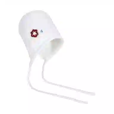 山一丸 秋冬韩版花朵针织包头帽百搭慵懒风套头显脸小系带护耳 腈纶 帽子 女款