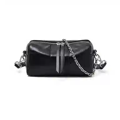 老人头 时尚百搭日常通勤上班小众设计高级质感斜挎包 牛皮革 单肩包 女款 黑色/米白色/灰色