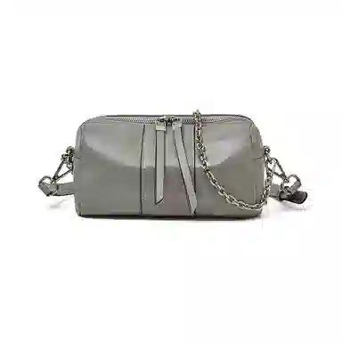 老人头 时尚百搭日常通勤上班小众设计高级质感斜挎包 牛皮革 单肩包 女款 黑色/米白色/灰色