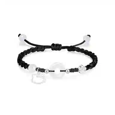 【足银999|招财猫咪】 岁月静好 萌趣灵动小猫卡通招桃花小众高级好运手饰约会惊喜甜蜜饰爱平安扣纳福一对可调节 琉璃 手绳 男女同款情侣款