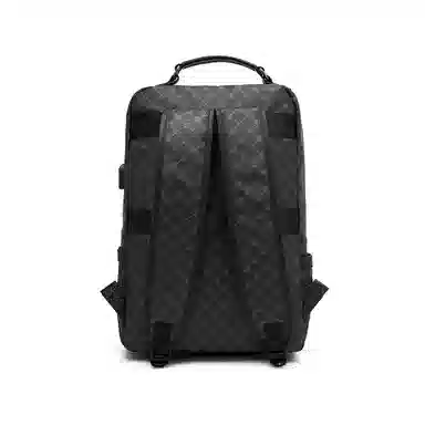 老人头 时尚潮流大容量高级感 合成革 双肩包 常规 男款 黑色