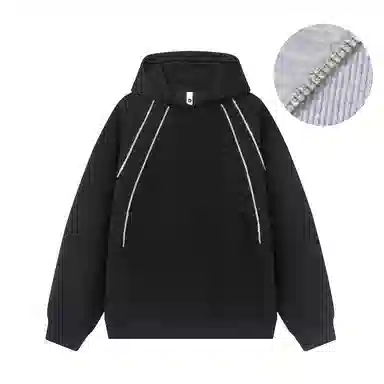 【重工闪耀明线双排钻】布客行 美式复古高街趣味潮牌不规则拼接宽松休闲舒适百搭轻奢老钱港风学院风重磅华棉连帽春秋长袖卫衣 男女同款