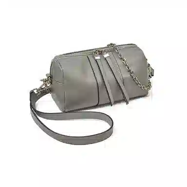 老人头 时尚百搭日常通勤上班小众设计高级质感斜挎包 牛皮革 单肩包 女款 黑色/米白色/灰色