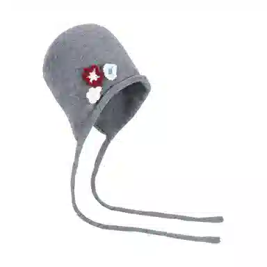 山一丸 秋冬韩版花朵针织包头帽百搭慵懒风套头显脸小系带护耳 腈纶 帽子 女款