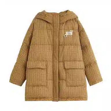 茵曼 时尚舒适纯色长袖中长款羽绒服 女款