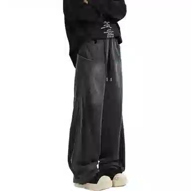 拓菲 美式拼接水洗做旧卫裤子男夏季潮牌解构阔腿裤小众高街百搭休闲裤 男女同款