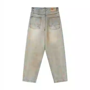 MIND ERROR Washed Elephant Embroidery Jeans