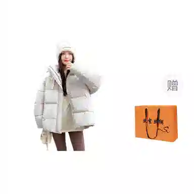 丝絮丝绸 宽松连帽长袖棉服 女款