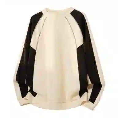 【M-8XL撞色闪耀钻石】布客行 美式复古高街潮牌明线拼接条纹落肩长袖外穿加绒加厚轻奢老钱港风宽松舒适重工重磅华棉百搭卫衣 男女同款