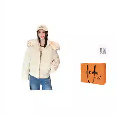 丝絮丝绸 宽松毛领长袖棉服 女款