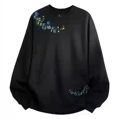 阿凡迪 美式高街植物花卉品牌花体字母嵌入式设计印花学院风百搭纯色无性别主义宽松痞帅上衣小清新打底内搭氛围圆领卫衣 男女同款