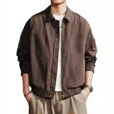 格蓝鹿 美式休闲翻领短款工装风百搭潮牌休闲日系复古外套上衣夹克 男女同款