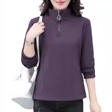 左岸 时尚简约舒适柔软百搭设计女士长袖上衣立领修身显瘦显高加厚日常通勤户外运动洋气减龄休闲卫衣 女款