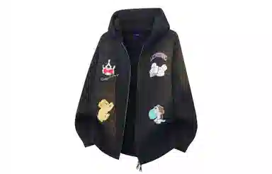 LA'T.WEEKEND Cartoon Animal Embroidered Hoodie Cardigan