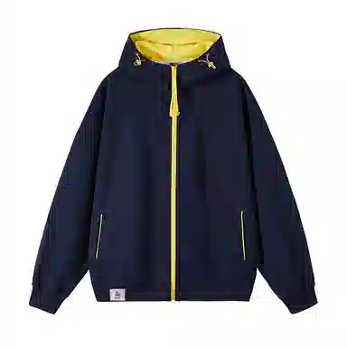 【dme】 日式双色拼接复古简约连帽上衣长袖口袋拉链休闲保暖情侣重磅潮牌水洗港风宽松抽绳双面秋季卫衣 男女同款