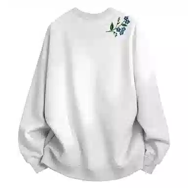 阿凡迪 美式高街植物花卉品牌花体字母嵌入式设计印花学院风百搭纯色无性别主义宽松痞帅上衣小清新打底内搭氛围圆领卫衣 男女同款