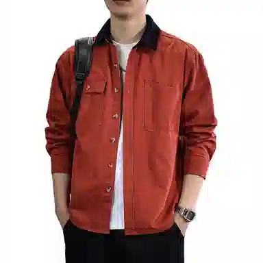 遨宇 高端美拉德撞色宽松潮牌长袖衬衫 男女同款