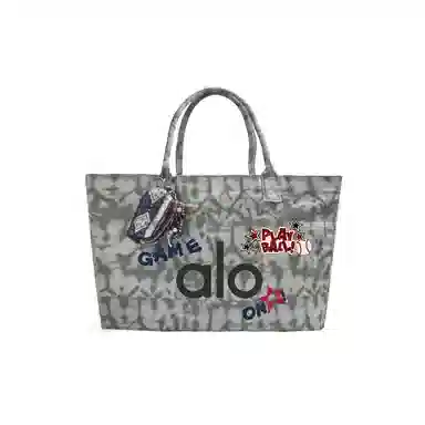 alo yoga Amber Graffiti Tote Bag Large Gray