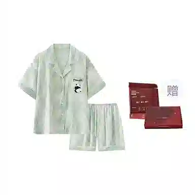 静英鸾 短袖短裤舒适休闲风开衫翻领设计家居服睡衣礼盒 女款
