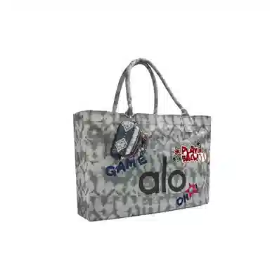 alo yoga Amber Graffiti Tote Bag Large Gray