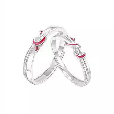【足银999】 七好美银 月老一线牵对戒 红绳相系 缘定三生 轻奢小众开口可调节 浪漫约会告白纪念礼盒 高含量银 纯银戒指 男女同款情侣款