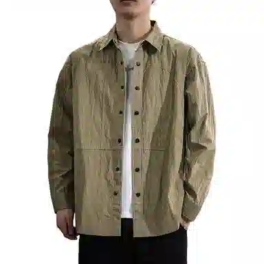 遨宇 美式潮牌简约户外休闲翻领外套宽松百搭长袖衬衫 男女同款