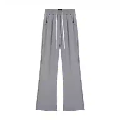 【微喇卫裤显高显瘦】布客行 美式高街简约复古纯色基础款弹力松紧腰抽绳长裤直筒阔腿弯刀垂感舒适免烫百搭针织运动裤休闲裤 男女同款