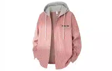 大卫贝肯 美式复古高街条纹假两件连帽单排扣学院风开衫休闲百搭防风保暖不易起球时尚宽松舒适日常通勤学生上班族外套夹克 男女同款