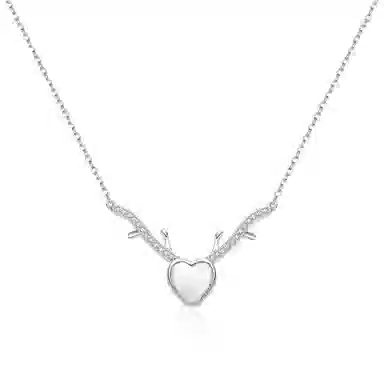 【S925纯银 高品质】 七七银饰 爱心 心动轨迹 在逃公主甜美设计 大颗鹿角爱心 浪漫星球甜蜜守护 恋爱频率锁骨链 恋爱告白 玉髓 项链 女款