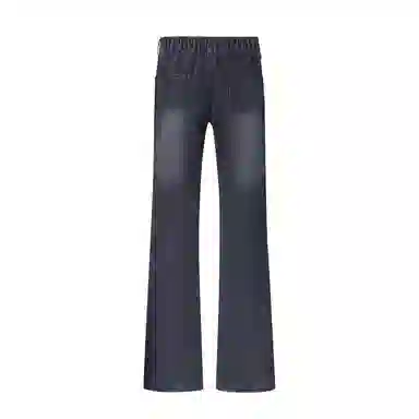 【巴黎柳叶微喇版型】布客行 美式高街修身显高显瘦复古水洗做旧磨白拼接柔软透气弹力松紧腰休闲百搭长裤子直筒垂感阔腿牛仔裤 男女同款