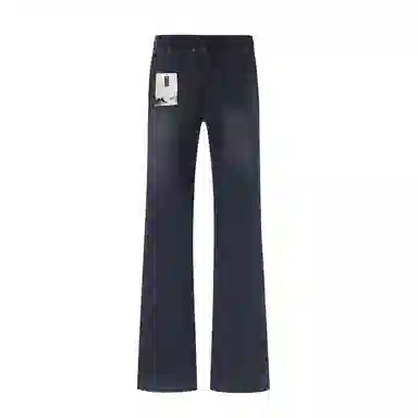 【拼接分割微喇版型】布客行 美式高街修身显高显瘦复古水洗做旧磨白亲肤柔软透气弹力松紧腰系带休闲百搭长裤子直筒阔腿牛仔裤 男女同款