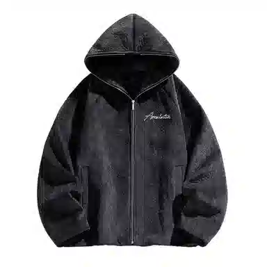 MZAO Vintage Letter Print Hoodie Jacket