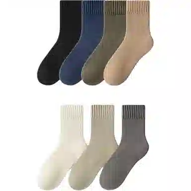 妮轻 纯色简约中筒袜 男款