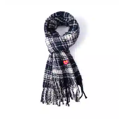 红豆 百搭时尚方块格纹防寒外搭 聚酯纤维 绒线围巾 男女同款情侣款