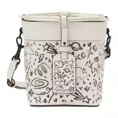 Charles & Keith Bucket Bag Cream/Navy/Green