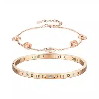 【S999纯银&转运小蛮腰】 银彦 在逃公主 叠戴双层套装 罗马数字 精致轻奢小众 闪耀百搭设计感显气质 表白纪念日礼盒 足银 手链 女款