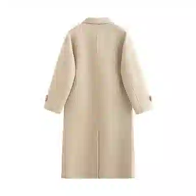 茵曼 羊驼毛蚕丝牛角扣长款双面呢大衣 女款
