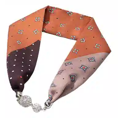 上海故事 百搭时尚磁扣气质多用吊坠锁骨链小领巾  丝巾 女款