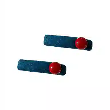 蒙妮 复古红珠撞色高端 布艺/合金 发夹 女款