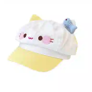 祎步康 可爱卡通小猫耳朵户外甜美大头围显脸小简约 棉 贝雷帽 女款