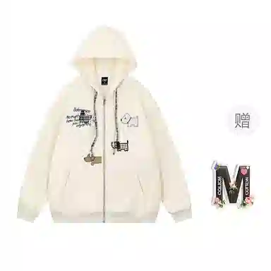 棉购 刺绣连帽加厚学生美式卡通慵懒风宽松外套卫衣 女款