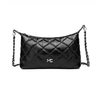 稻草人 菱格气质高颜值链条百搭精致潮流通勤实用小众设计 人造革 斜挎包 常规 女款 米白/黑色