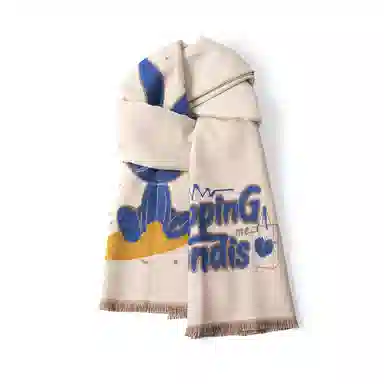 红豆 柔软卡通保暖加厚 聚酯纤维 绒线围巾 男女同款情侣款