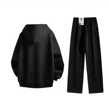 【懒人免搭配】布客行 重磅连帽纯色简约基础款春秋冬季一套开衫针织衫卫衣美式复古高街直筒中腰显高显瘦宽松百搭休闲运动套装 男女同款